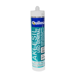Bote de silicona multiusos transparente. Indicada para el sellado de superficies de acero, metal y cristal en baños y cocinas y acristalamientos y carpinterías de aluminio en interior y exterior.