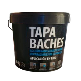 TAPABACHES es un aglomerado asfáltico en frío, combinación de un árido machacado de granulometría regular de entre 4
y 6 mm y un ligante a base de una emulsión catiónica polimerizada, cuyo proceso de fabricación y aplicación no requiere
calentamien